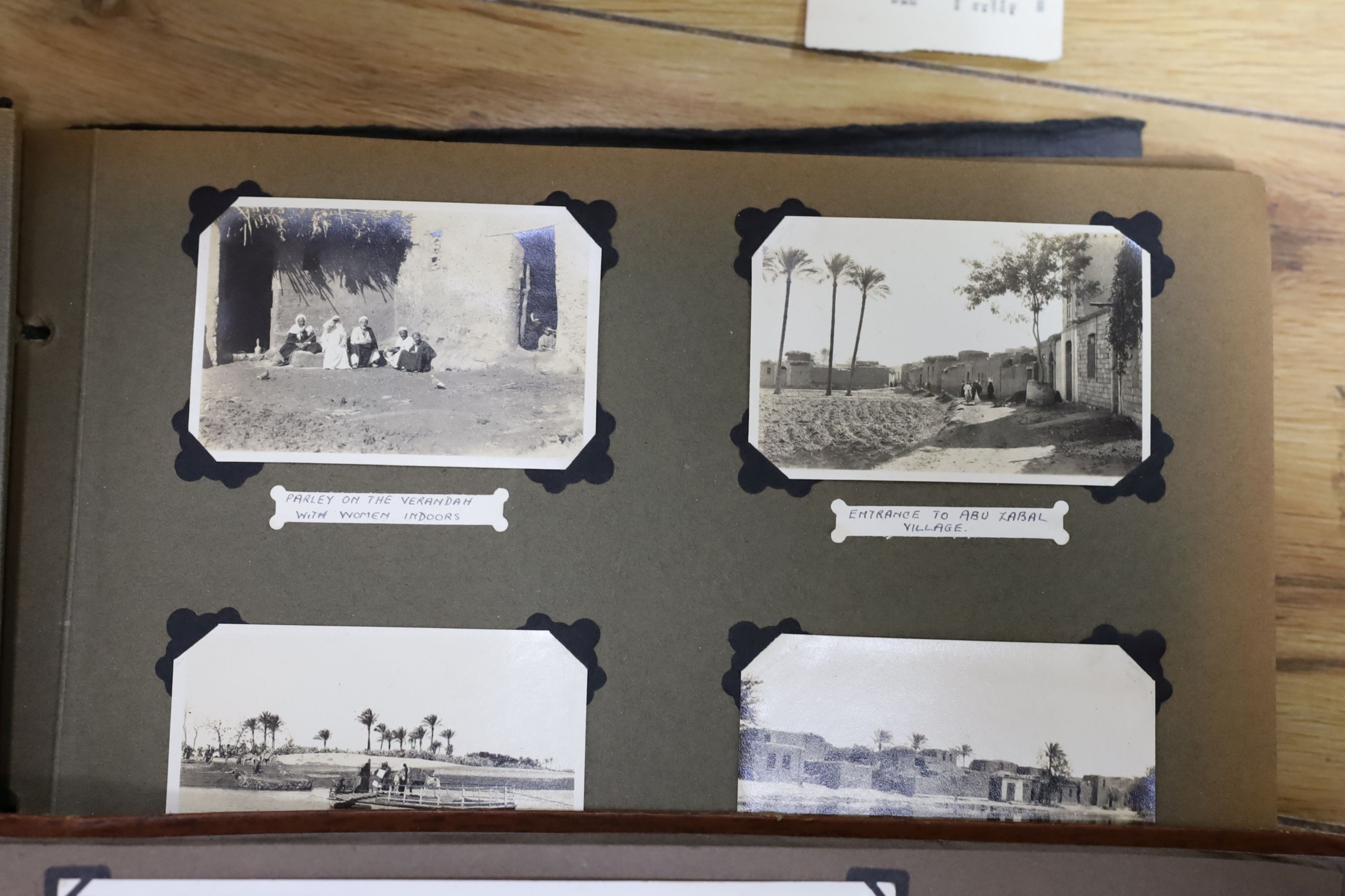 Holy Land - a collection of early 20th century photographs contained in a green velvet covered album with silver thread decoration and various other photograph albums